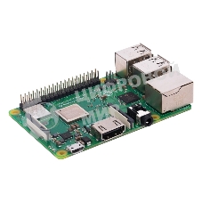 Мини ПК Raspberry Pi 3 Model B+ (RA433, E14 Version) Retail, 1Gb RAM, Cortex-A53 (ARMv8) 64-bit SoC @ 1.4GHz Broadcom BCM2837B0 CPU, WiFi, Bluetooth, 40-pin extended GPIO, 4x USB 2.0, HDMI, CSI camera port, DSI displ.port, MicroSD port (137-3331), (БП и корпус