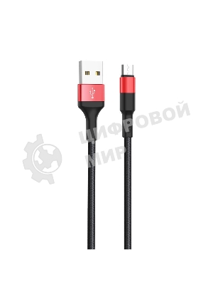 Кабель USB 2.0 HOCO X26, AM/microBM, черно-красный, 1м