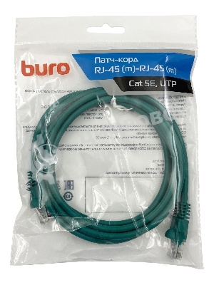 Патч-корд Buro UTP cat.5e 2м зеленый RJ-45 (m)-RJ-45 (m)