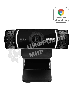 Веб-камера Logitech C922 Pro Stream 1920x1080, 30 кадр/с, USB Type-A, микрофон (2 шт, шумоподавление), автоматическая фокусировка, автоосвещение, универсальное крепление