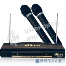 Микрофон радио Ritmix RWM-220 черный беспроводные 2 шт в комплекте