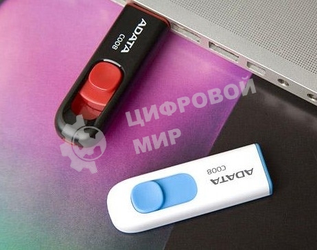 Флешка USB ADATA C008 (AC008-32G-RWE), 32Gb, USB 2.0, R/W 15/5, белый/синий