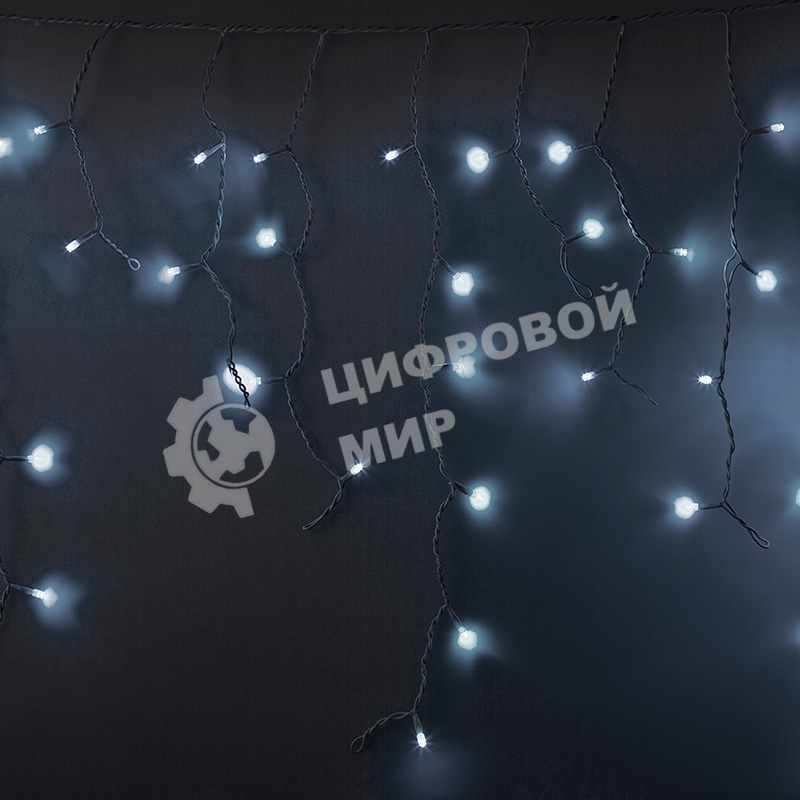 Гирлянда Neon-night Айсикл (бахрома) светодиодный, 5,6 х 0,9 м, с эффектом мерцания, БЕЛЫЙ провод 