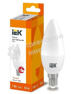 Лампа cветодиодная IEK LLE-C35-7-230-30-E14 ECO C35 свеча 7Вт 230В 3000К E14