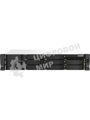 Сетевое хранилище SMB QNAP TS-873AeU-4G NAS 8x3.5/2.5 SATA/SSD trays, 2 x M2 PCIe, 2x 2.5 GbE, 2U rackmount, 1 PSU. AMD Ryzen V1500B 4-core/8-thread 2.2 GHz processor, 4 Gb DDR4 RAM (1*4 Gb) up to 64Gb (2*32 Gb). W/o rail kit RAIL-B02