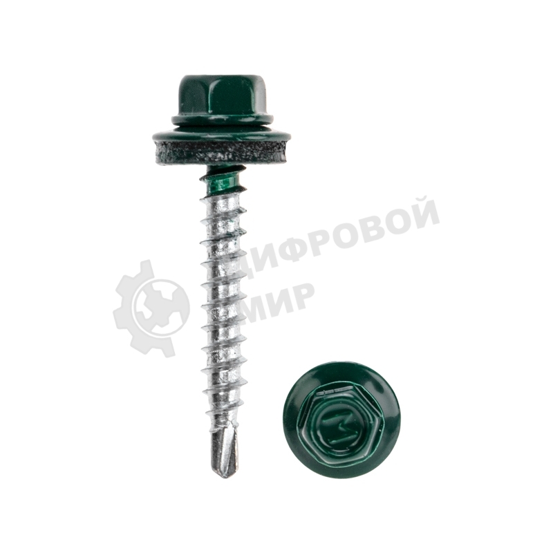 Саморез кровельный Kranz 4,8х35, окрашенный RAL 6005, короб (250 шт/уп)