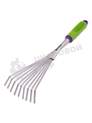 Грабли веерные 9-зубые Palisad, 130х420 мм, стальные, пластиковая рукоятка