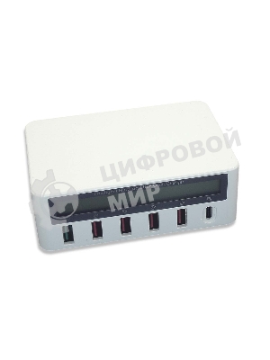 Профессиональное зарядное устройство 818PF для 5-ти телефонов с индикацией потребления + Type C PD