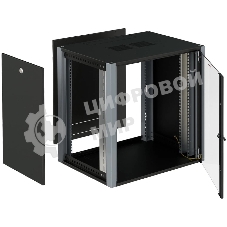 Шкаф коммутационный Sysmatrix (WP 6312.910) настенный 12U 600x350 мм пер. дв. стекл 2 бок. пан. 60 кг черный 20 кг IP20