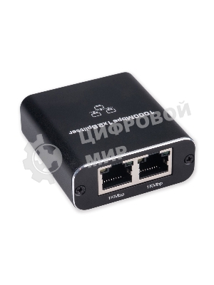 Сплиттер-разветвитель Cablexpert с питанием, 1 порт RJ45 -> 2 порта RJ45 100/1000Mbps, NCA-SP-03, коробка