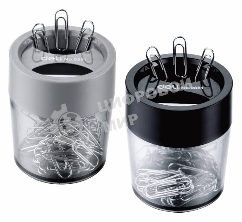 Скрепочница Deli E9881 магнитная прозрачный картонная коробка