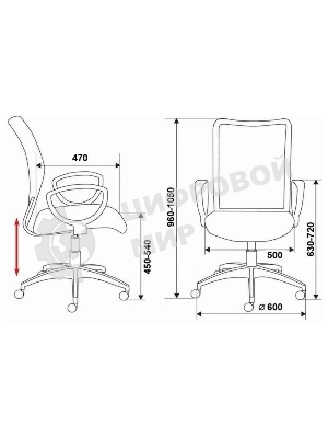 Кресло Бюрократ Ch-599/R/TW-97N красный, сетка, 120 кг, механизм качания