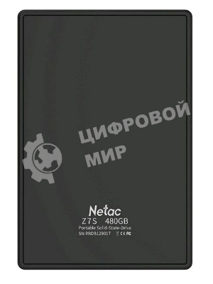 Внешний SSD Netac Z7S, 480 Gb, USB 3.2 Gen 2 Type-C, R/W 550/480, черный