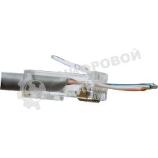 Коннектор LANMASTER RJ45 тип EZ, 8P8C, UTP, Cat.5e, универсальный, со вставкой, покрытие 50 микрон,100 шт.