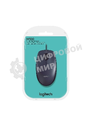 Мышь проводная Logitech M100/100R DARK/GREY (темно-серая/черная), 1000 dpi, USB, кнопки - 3