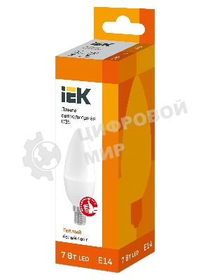 Лампа cветодиодная IEK LLE-C35-7-230-30-E14 ECO C35 свеча 7Вт 230В 3000К E14