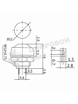 Выключатель-кнопка Rexant 250V 1А (2с) OFF-(ON) Б/Фикс синяя Micro
