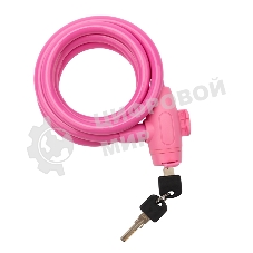 Тросовый замок взломостойкий для велосипедов и колясок с ключом Четыре сезона 150 см розовый 79-0314