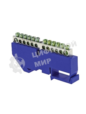 Шина нулевая N 6х9 14 отвер. никель син. изолятор на DIN-рейку PROxima EKF sn1-63-14-d