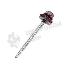 Саморез кровельный Kranz 4,8х50, окрашенный RAL 3005, короб (150 шт/уп)