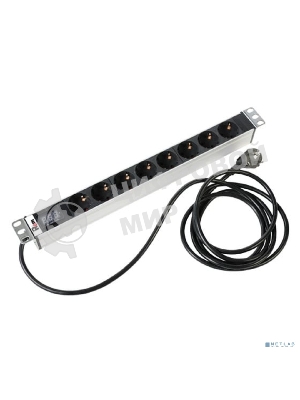 Блок розеток Rem-16 с амперметром, 8 Shuko, 16A, алюм., 19