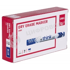 Маркер для досок Deli Think EU00130, круглый пишущий наконечник, 2мм, синий