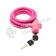 Тросовый замок взломостойкий для велосипедов и колясок с ключом Четыре сезона 150 см розовый 79-0314
