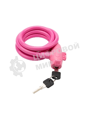 Тросовый замок взломостойкий для велосипедов и колясок с ключом Четыре сезона 150 см розовый 79-0314