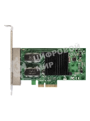 Сетевой адаптер ExeGate EXE-I350-T4V2 (PCI-E x4 v2.1, порты 4xRJ45 (медные), 10/100/1000Mbps, Gigabit NIC Intel Chipset NHI350AM4)