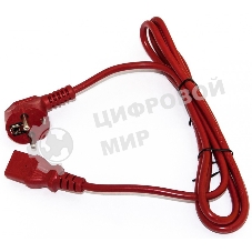 Кабель питания компьютера (Schuko+C13) (3x1.0), 10A, угловая вилка, 5 м, красный Hyperline PWC-IEC13-SHM-5.0-RD