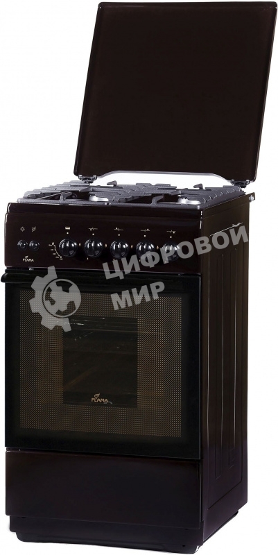 Плита Газовая Flama FG 24227 B коричневый (металлическая крышка) реш.чугун