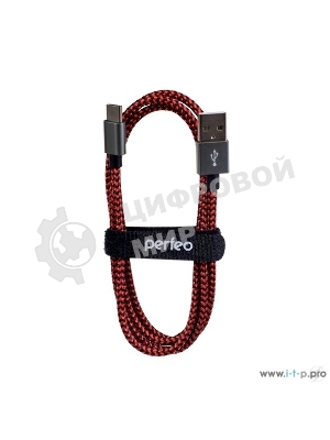 Кабель PERFEO USB2.0 A вилка - USB Type-C вилка, черно-красный, 1 м. (U4901)