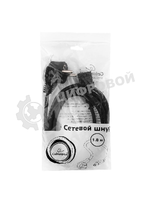 Кабель питания Cord Power Gembird/Cablexpert 1.8м, Schuko- C13, 6А, черный, с зазем.