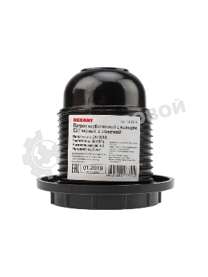 Патрон карболитовый Rexant с кольцом Е27 черный c этикеткой