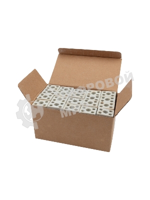 Клемма керамическая винтовая Rexant 4 мм² 2 пары контактов с крепежным отверстием (100 шт./уп.)