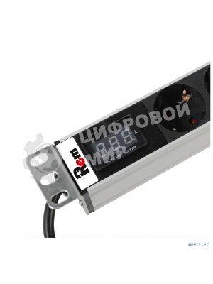 Блок розеток Rem-16 с амперметром, 8 Shuko, 16A, алюм., 19