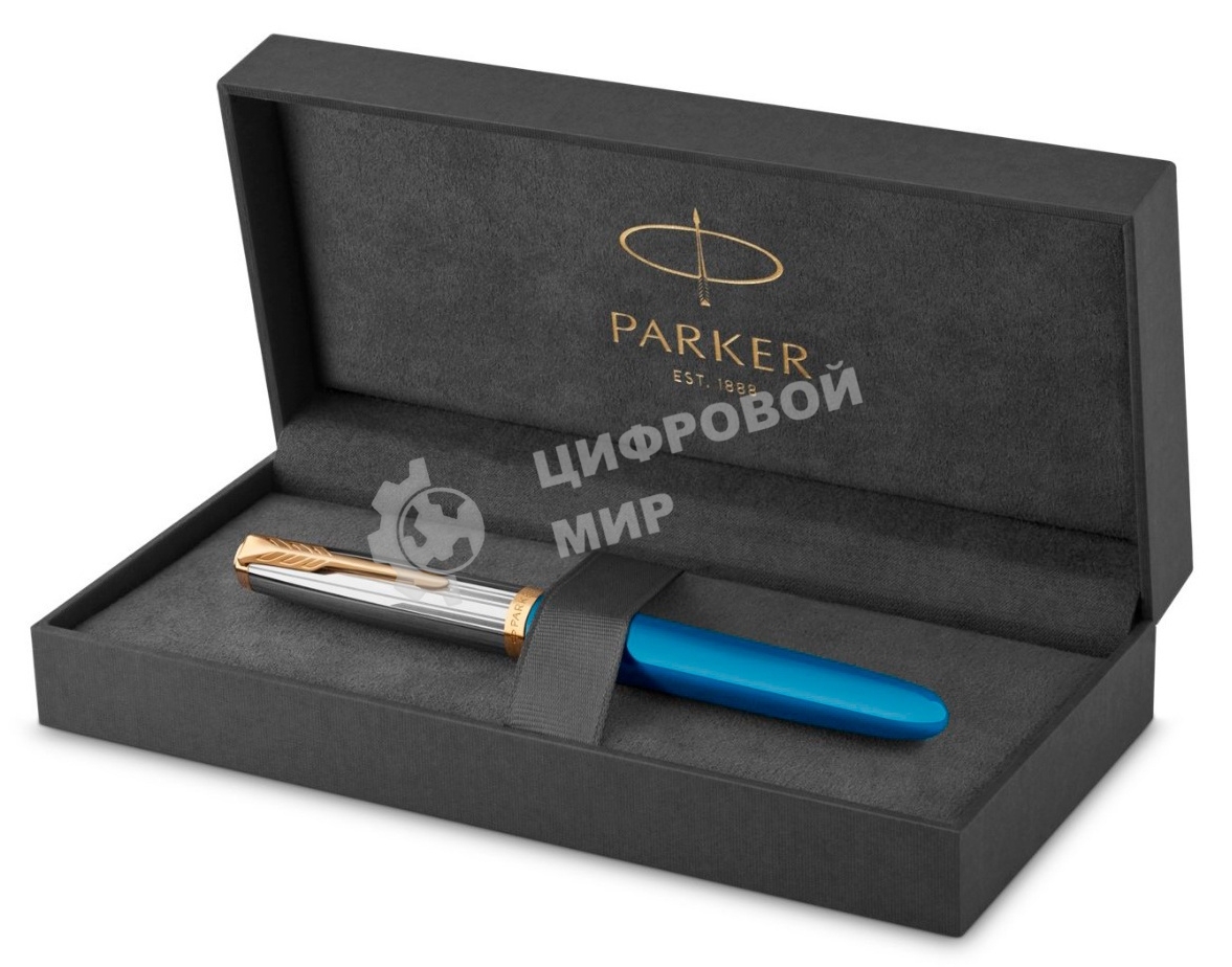 Ручка перьевая Parker 51 Premium (CW2169078) Turquoise GT, F, сталь нержавеющая, подарочная коробка
