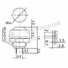 Выключатель-кнопка Rexant 250V 1А (2с) OFF-(ON) Б/Фикс красный Micro