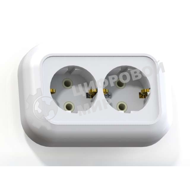 Розетка Кунцево-Электро 2-м СП Валентина РС16-830 с заземл. белый