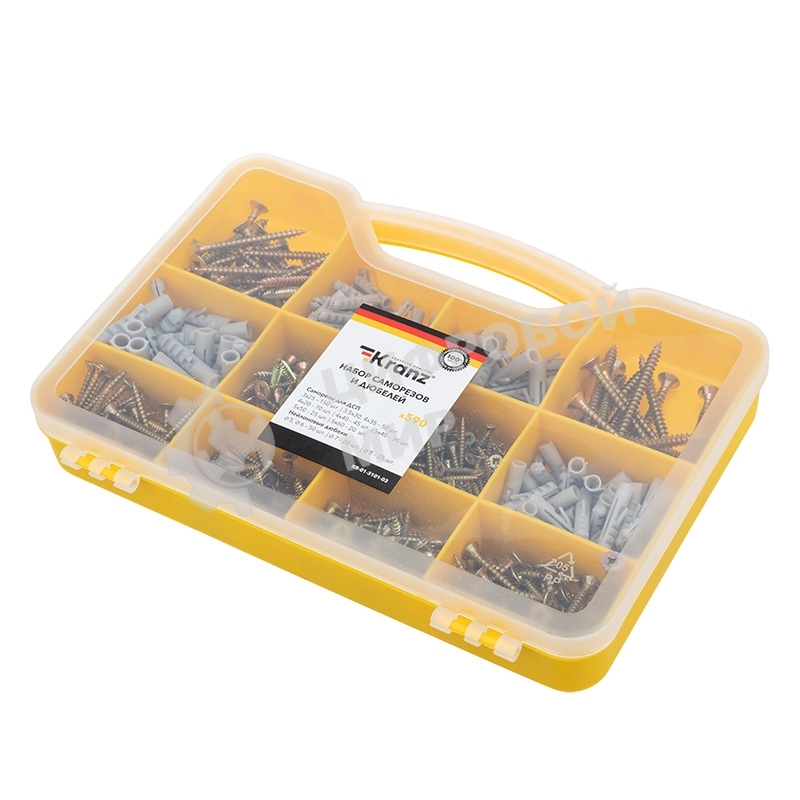 Набор саморезов и дюбелей Kranz 590 шт.