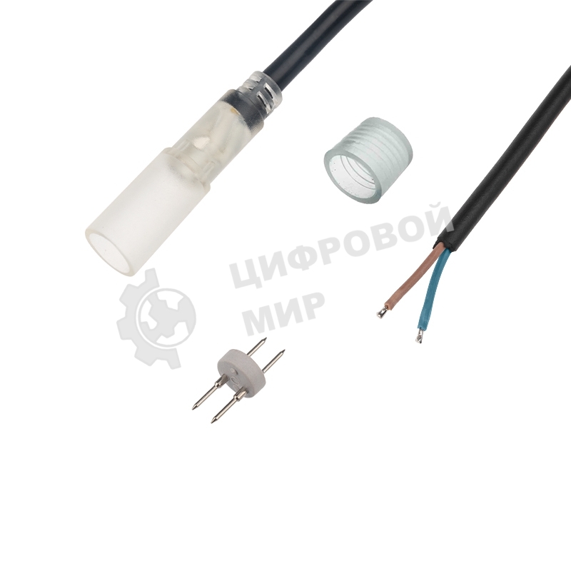 Коннектор с проводом для двухжильного дюралайта Neon-night, диаметр 13мм (коннектор с иголкой, заглушка)