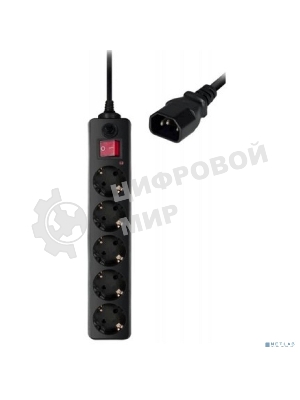 Сетевой фильтр Buro 500SH-1.8-UPS-B 1.8 м, 5 розеток, черный, коробка