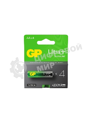 Алкалиновые батарейки c технологией G-tech GP Ultra Plus Alkaline 15А AА - 4 шт. на блистере