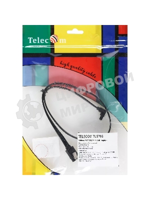 Кабель SATA M --SATA M 3.0V 7 pin угловой разъем Telecom 0.5m TUS705-0.5M