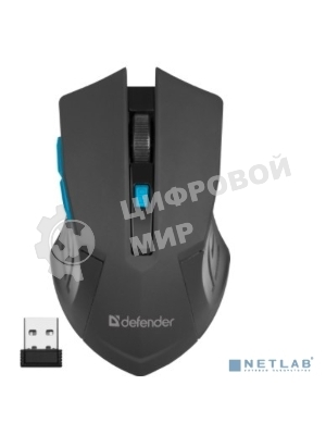 Мышь беспроводная Defender Accura MM-275 синий, 1600 dpi, радиоканал, USB, кнопки - 6