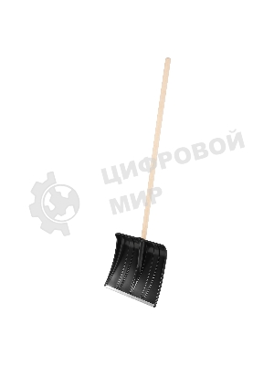 Лопата для уборки снега Сибртех пластиковая, 380х360х1420 мм, деревянный черенок