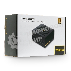 Блок питания HSPD, 750W 80 PLUS Gold (ATX, 2.52, Full modular, 1x24(20+4)pin mesh 550мм, 1xCPU*2 8(4+4)pin 650+150мм, 2xPCIe*2 8(6+2)pin 500+150мм, 2xSATA*3 450+150+150мм, 1xMOLEX4pin*3 450+150+150мм, Active, 120x120мм, 150x140x86мм, APFC, OVP, UVP, SCP, OCP, OTP, OPP, NLO, SIP, black)