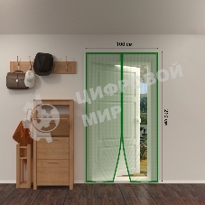 Дверная антимоскитная сетка 210х100см, с магнитами по всей длине, зеленая ЧЕТЫРЕ СЕЗОНА