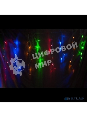 Гирлянда Neon-night Айсикл (бахрома) светодиодный, 1,8 х 0,5 м, прозрачный провод, 230 В, диоды RGB