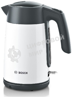 Чайник электрический Bosch TWK7L461, 1.7 л, 2400 Вт., нерж.сталь, покрытая эмалью, белый,шкала уровня воды